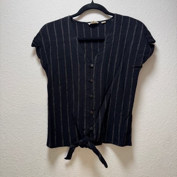 Fat Face Tops - Fat Face Blue Cap Sleeve Button Down Shirt